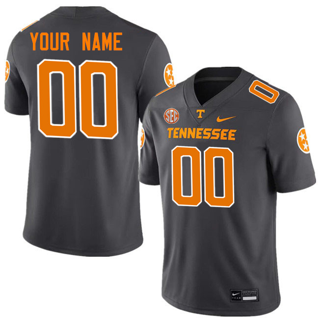 Custom Tennessee Volunteers Name And Number Football Jersey-Smoke Grey